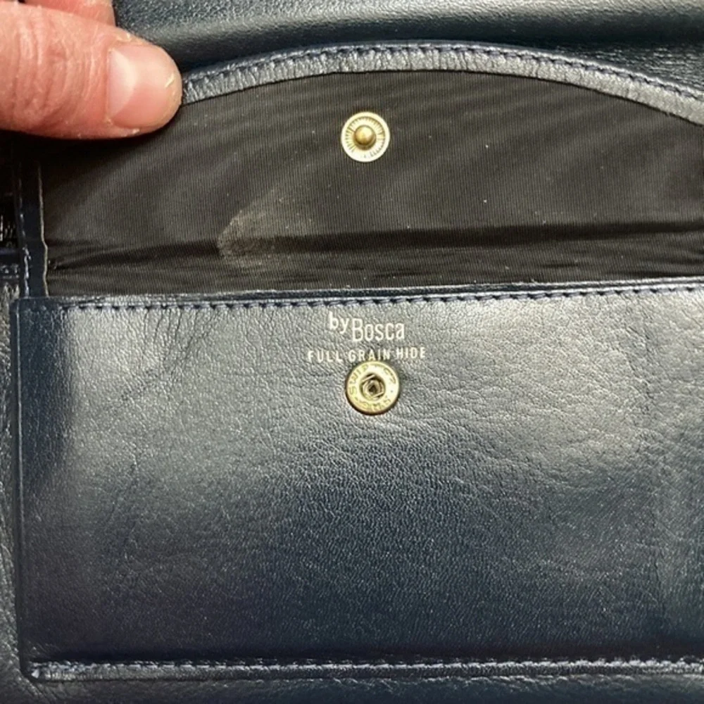 Bosca blue leather wallet nwt